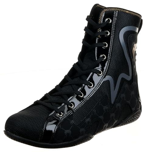 Venum Elite Chaussures de Boxe Mixte Adulte en Cuir Offre Supreme Impact Protection Taille 10 US Chaussures de Boxe Mixt — Noir
