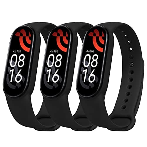 Bracelet Xiaomi Mi Band 5/Xiaomi Mi Band 6/7/4/3 en Nylon Tricoté Extensibles, Acier Inoxydable pour Accessoires — #2 Silicone 3Pièces (Noir)