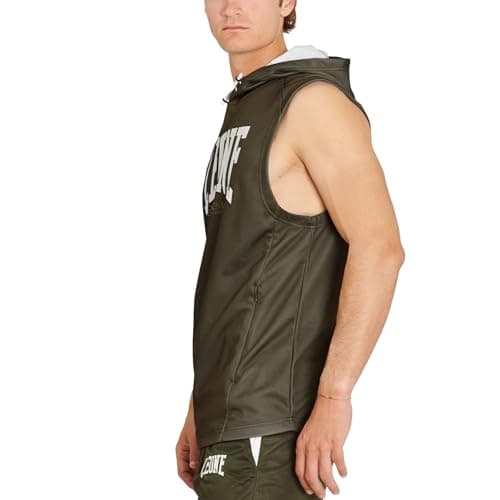 LEONE 1947 Logo Hooded Sleeveless T-Shirt Tricot Homme Noir Taille M