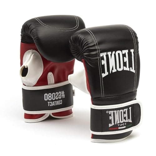 Leone 1947 Gants de boxe sur sac pour hommes en cuir mousseux amortissant et respirant, 8 oz, Blanc