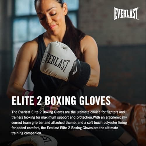 Everlast Elite 2 Gants de Boxe 12 oz (British Boxing Regulation) Renforté à Doigts Désolidarisés Cuir Dur Revêtement Got