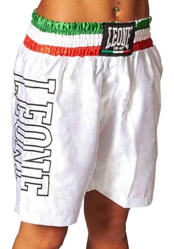 LEONE 1947 Ab733 - Shorts de Boxe Mixtes pour Entraînements Intensifs - Élégants et Comfortables - Taille US 2-12 — Blanc