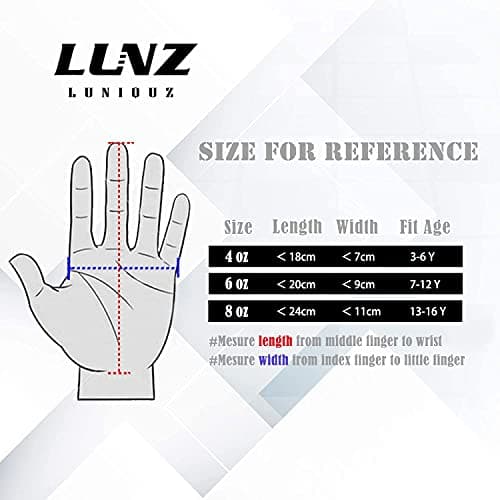 Luniquz Gant de Boxe pour Enfant 3-16 Ans, Cuir Synthétique, Gant d'Entraînement MMA et Muay Thai 8OZ, Spécialisé dans l