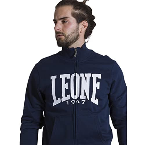 LEONE 1947 Sweat-Shirt Homme - Col Montant et Zip - Ligne ComfortABLE - Taille L - Gris