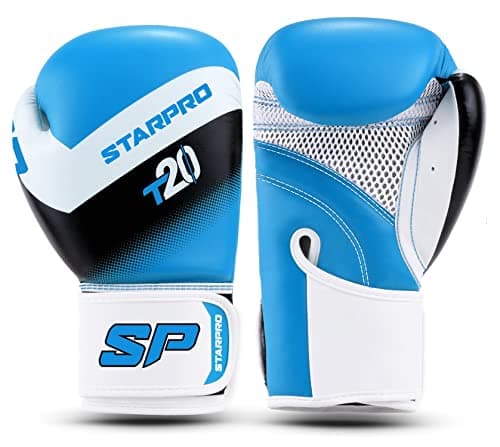 Gants de Boxe Starpro Obsidienne Noir Mat Cuir Fuax – Entraînement, Sparring et Kickboxing pour Adultes – 8 oz, 10 oz, 1 — Bleu Clair