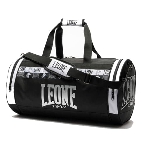 Sac de sport Leone 1947 Iconic Noir - Entraînement Gym Fitness Arts Martiaux Voyage, Noir 60x32_cm