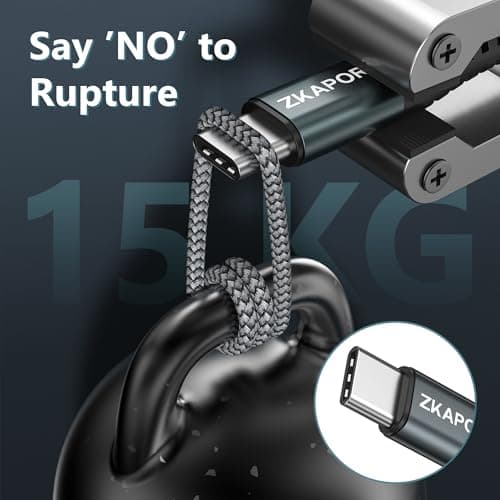 ZKAPOR Câble USB C Type C 5M Étanche Charge Rapide 3A pour iPhone 16 Pro Max Galaxy S24 Huawei P60 Nylon Tressé Compatib