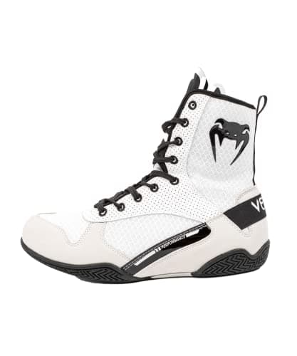 Venum Elite Chaussures de Boxe Mixte Adulte en Cuir Offre Supreme Impact Protection Taille 10 US Chaussures de Boxe Mixt — Blanc Noir