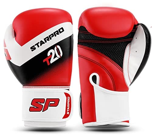 Gants de Boxe Starpro Obsidienne Noir Mat Cuir Fuax – Entraînement, Sparring et Kickboxing pour Adultes – 8 oz, 10 oz, 1 — Rouge