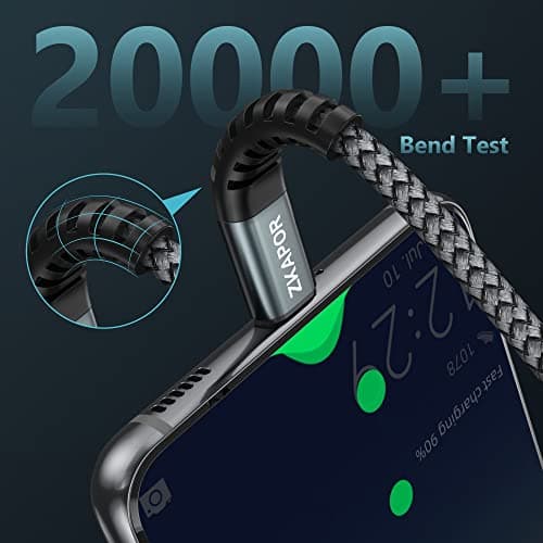 ZKAPOR Câble USB C Type C 5M Étanche Charge Rapide 3A pour iPhone 16 Pro Max Galaxy S24 Huawei P60 Nylon Tressé Compatib