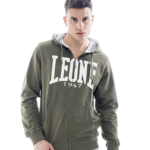 LEONE 1947 Sweat à Capuche zippé pour Homme en Hiver Foncé Comfortable et Chauffant L-SMALL — Cendre Vert (20)