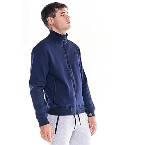 LEONE 1947 Sweat-shirt Homme Col Debout - Icône Soft Basic — Bleu Marine (10).