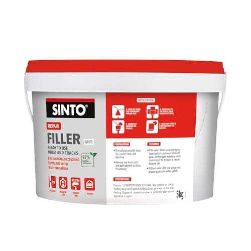 SINTO - Enduit Rebouchage Trous et Fissures - Séchage Rapide - Sans Retrait Ni Fissure - 97% Ingrédients Naturels - 5kg