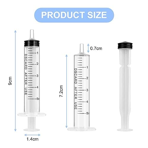 Seringue OFFCUP Plastique 5ml x 10pcs pour Animalerie/Science/Laboratoire, Idéale pour Chien/Chat, Usage Multifonctionne