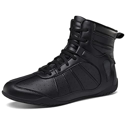 Youngtie Chaussures de Boxe pour Hommes Chaussures de Lutte Professionnelles Bottes de Boxe pour Entraînements Physiques — Noir