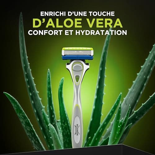 Wilkinson Sword Rasoir Sensitive pour Homme - Aloe Vera pour Réduire les Irritations & Lame de Précision - Pack de 4 Rec