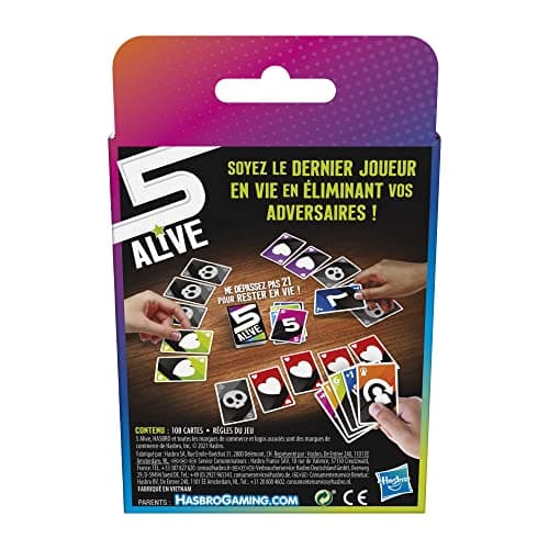 Hasbro Gaming 5 Alive, Jeux de Cartes pour Enfants & Familles, Élevés à partir de 8 Ans, Multijoueur 2-6 Joueurs, Voyage