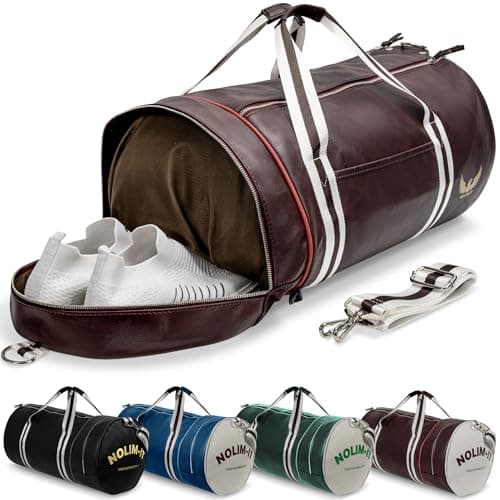 Sac de Sport Nolim-it Vulgaris - Simili Cuir - Sac Bandoulière Homme - Résistant à l’Eau - Compartment Chaussures - Sac — Rouge Bordeaux