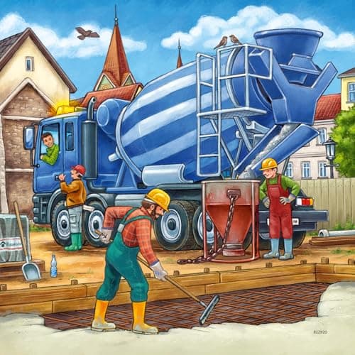 Ravensburger Puzzle Chantier Enfant 5 Ans + Véhicules de Chantier + 3x49 Pièces - Forest Stewardship Council