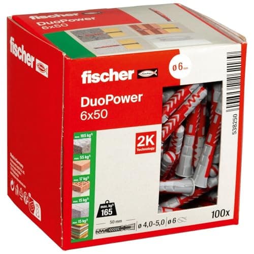 Cheville bi-matière et multi-matériaux DUOPOWER 5x25 - 100 Pièces - Ancrage Résistant pour Béton, Bois et Métal | Fische — Sans vis_2