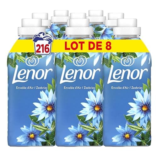 Lenor Adoucissant Envolée d’Air 24H de Fraîcheur 8 x 27 Lavages