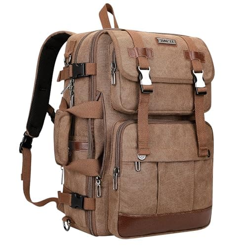 Sac à Dos WITZMAN Homme Voyage Vintage Marron Fit 18 Pouces OrdinateurPortable 3 en 1Global Recycled Standard