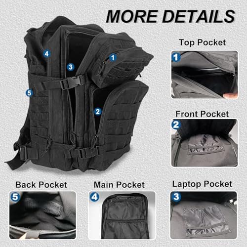 HEMSO Grand Sac à Dos Militaire 45L,Số 1 en Vendu sur Voyage et Outdoor,Sac Polyvalent pour Tous Les Activités Outdoor