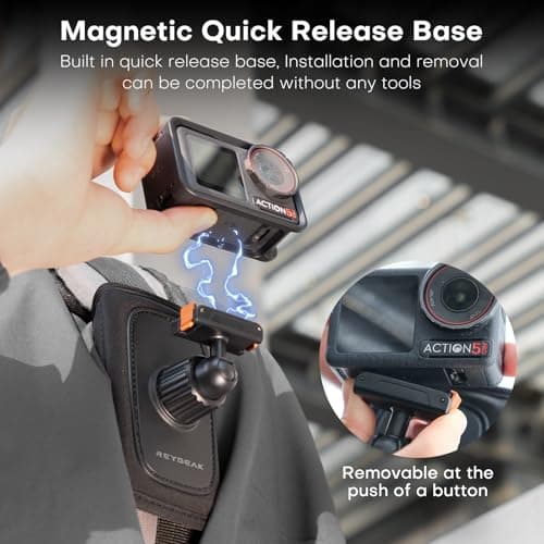 REYGEAK Sangle d'épaule pour DJI Osmo Action 5 Pro/Action 4/Action 3, ajustable, épaillage confortable, sécurité accrue,