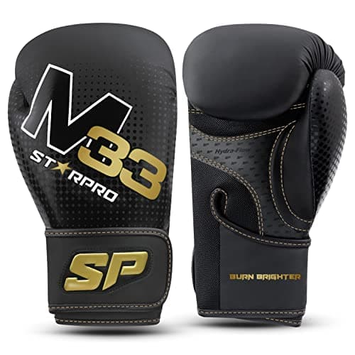 Gants de Boxe Starpro Obsidienne Noir Mat Cuir Fuax – Entraînement, Sparring et Kickboxing pour Adultes – 8 oz, 10 oz, 1 — Noir mat/Or