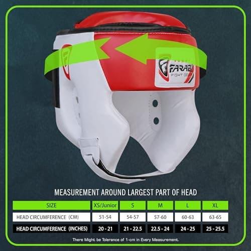 Farabi Sports Casque de Boxe avec Sangle réglable - Protection de tête pour Muay Thai, Sparring, Arts Martiaux - Casque