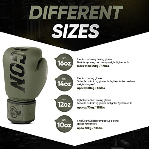 Gants de Boxe MADGON pour Arts Martiaux, Haute Qualité pour Sparring, Absorption Optimum des Chocs, Sacoche Incluse