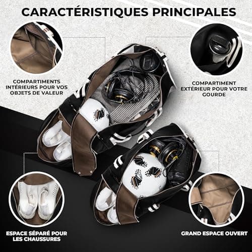 Sac de Sport Nolim-it Vulgaris - Simili Cuir - Sac Bandoulière Homme - Résistant à l’Eau - Compartment Chaussures - Sac