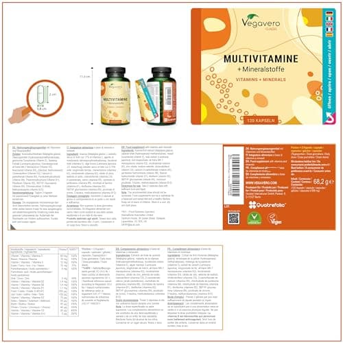 Vegavero A-Z Multivitamines et Minéraux | Sans Additifs | Homme & Femme | Énergie Anti Fatigue | 120 Gélules | VEGAN