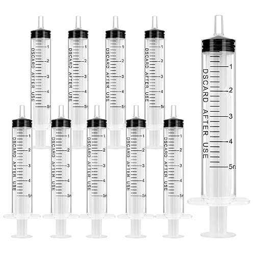 Seringue OFFCUP Plastique 5ml x 10pcs pour Animalerie/Science/Laboratoire, Idéale pour Chien/Chat, Usage Multifonctionne