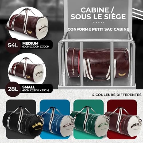 Nolim-it Sac Sport Duffle Bag Homme Résistant à l’Eau Pliable 45x25x25cm 28L Sac Voyage Cabine pour Musculation avec Com