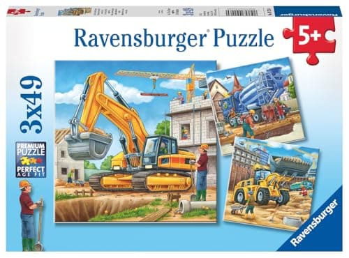 Ravensburger Puzzle Chantier Enfant 5 Ans + Véhicules de Chantier + 3x49 Pièces - Forest Stewardship Council