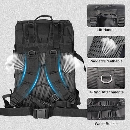 HEMSO Grand Sac à Dos Militaire 45L,Số 1 en Vendu sur Voyage et Outdoor,Sac Polyvalent pour Tous Les Activités Outdoor