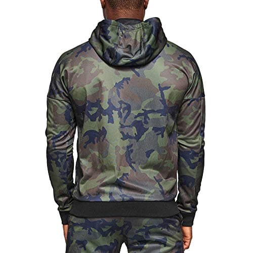 LEONE 1947 Sweat à capuche camouflage vert pour hommes sport et détente tout confort AB302