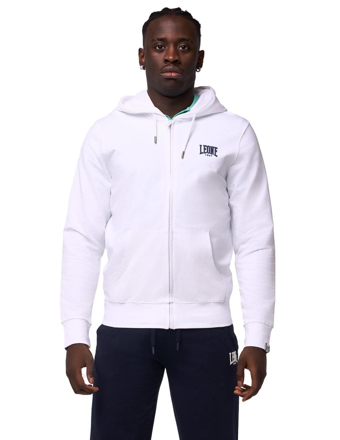 LEONE 1947 Sweat à Capuche Homme Fermeture Éclair Non Pelucheux Anti-peluche LSM3600