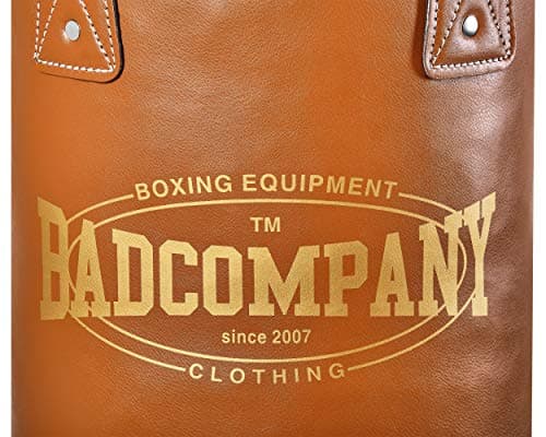 Bad Company Sac de boxe rétro I En cuir synthétique robuste I Marron I 150 x 35 cm I Chaîne en acier I 4 points I Idéal