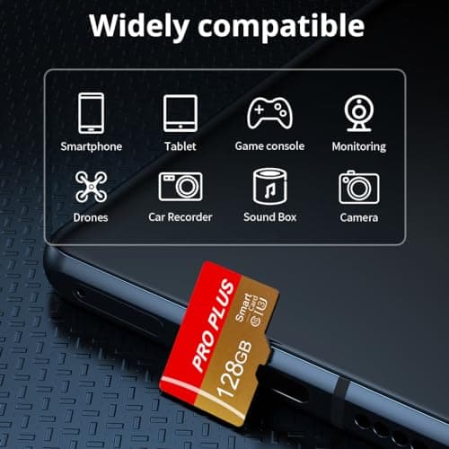 Carte Mémoire 128 Go UHS-I A1 C10 TF162 Haute Vitesse avec Adaptateur pour Tablette Téléphone Appareil Photo Autoradio E
