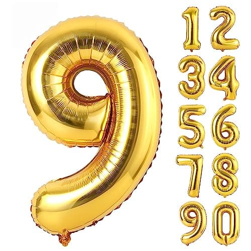 Ponmoo Foil Ballons Chiffre 5 Or, Grands Doré Ballon Numéro Décoration Mariage Anniversaire Party — *Or