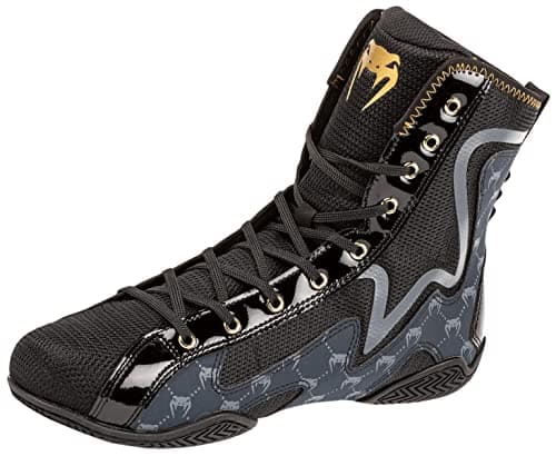 Venum Elite Chaussures de Boxe Mixte Adulte en Cuir Offre Supreme Impact Protection Taille 10 US Chaussures de Boxe Mixt — Noir Bleu Marine
