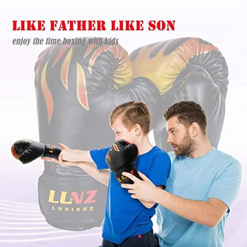 Luniquz Gant de Boxe pour Enfant 3-16 Ans, Cuir Synthétique, Gant d'Entraînement MMA et Muay Thai 8OZ, Spécialisé dans l