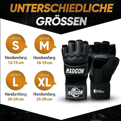 MADGON Gants MMA Pro - Pour Entraînement et Combat Libre (Beginners & Experts) – Doublure Respirante et Renforts Résista