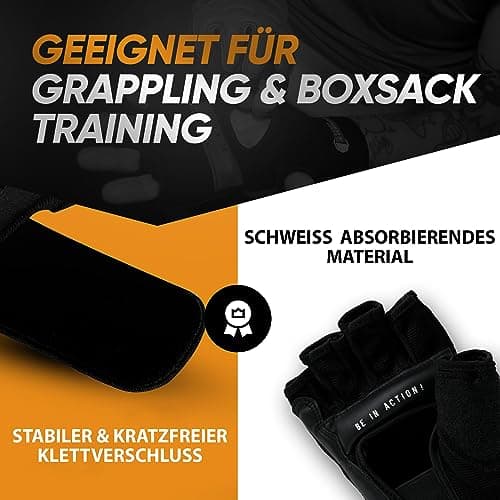 MADGON Gants MMA Pro - Pour Entraînement et Combat Libre (Beginners & Experts) – Doublure Respirante et Renforts Résista