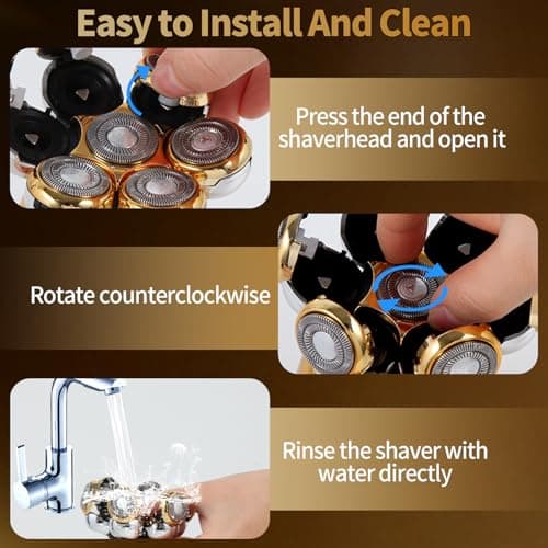 Rasoir à tête flottante 7D étanche IPX7, rasoir électrique 5 en 1 pour homme chauve, rasoir sec/humide universel pour ma