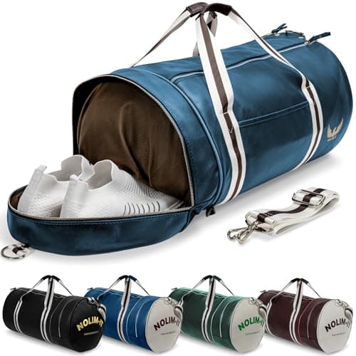 Sac de Sport Nolim-it Vulgaris - Simili Cuir - Sac Bandoulière Homme - Résistant à l’Eau - Compartment Chaussures - Sac — Bleu Abyssal