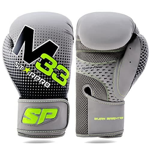 Gants de Boxe Starpro Obsidienne Noir Mat Cuir Fuax – Entraînement, Sparring et Kickboxing pour Adultes – 8 oz, 10 oz, 1 — Gris mat/Vert fluo