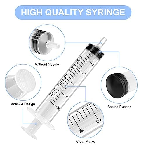 Seringue OFFCUP Plastique 5ml x 10pcs pour Animalerie/Science/Laboratoire, Idéale pour Chien/Chat, Usage Multifonctionne